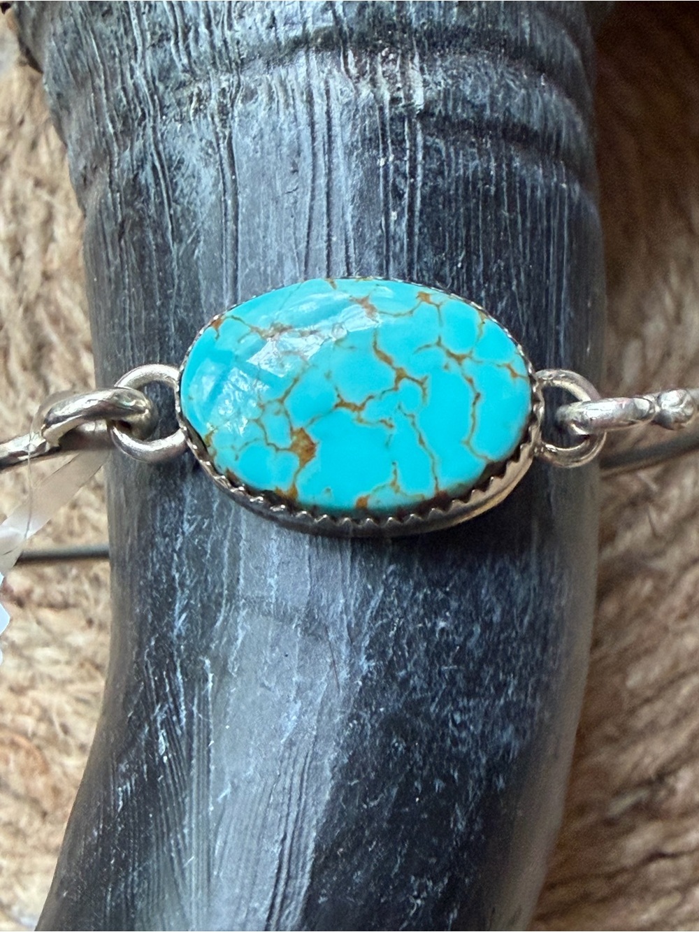 King Manassa Turquoise Stone Sterling Silver Clamp Bracelet P Spencer